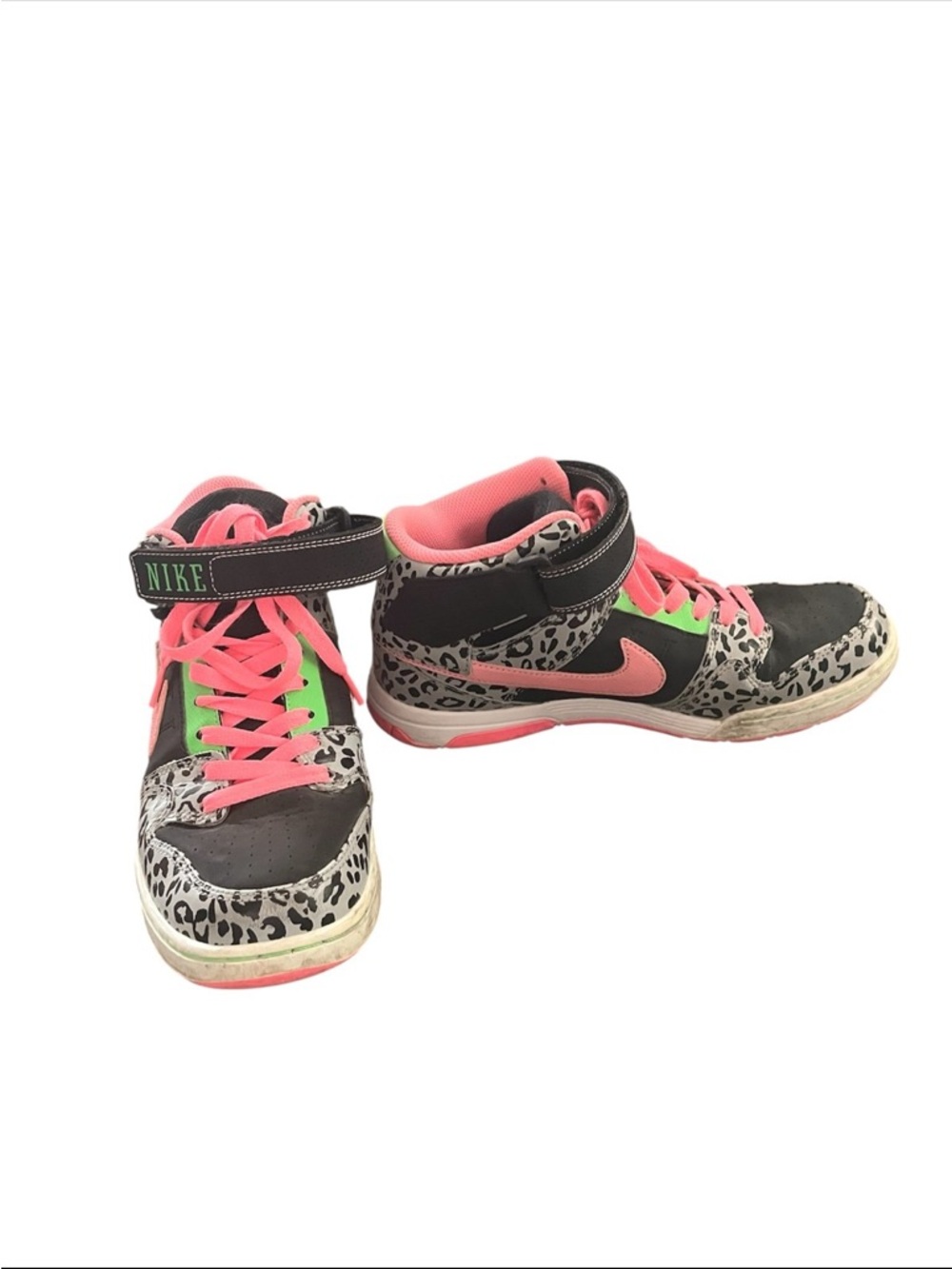 Nike Air Mogan Mid 2 Woman’s Leopard Cheetah Print Skate Shoes Pink Black 8.5
